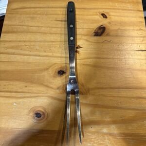 Household Brand Carving Serving Meat Fork Stainless  Wood Handle Utensil USA 12"